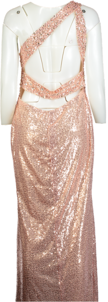 Pink Sequined Formal Evening Gown UK L