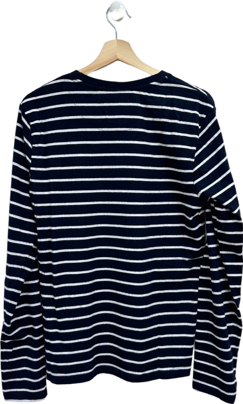 Hikaro Navy Blue Striped Long Sleeve T-Shirt UK  M