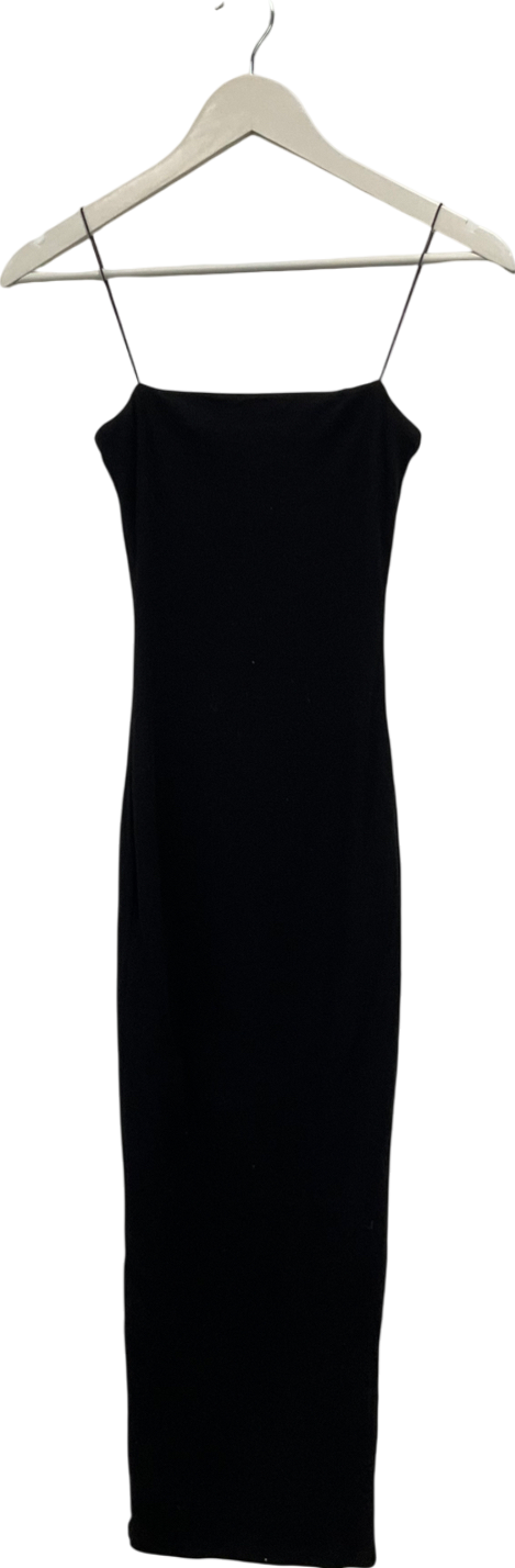 Meshki Black Ribbed Maxi Dress UK S