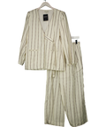 Kitri 2-piece Cream Sahara Linen Blazer (uk M) And Cropped Trouser Set UK S