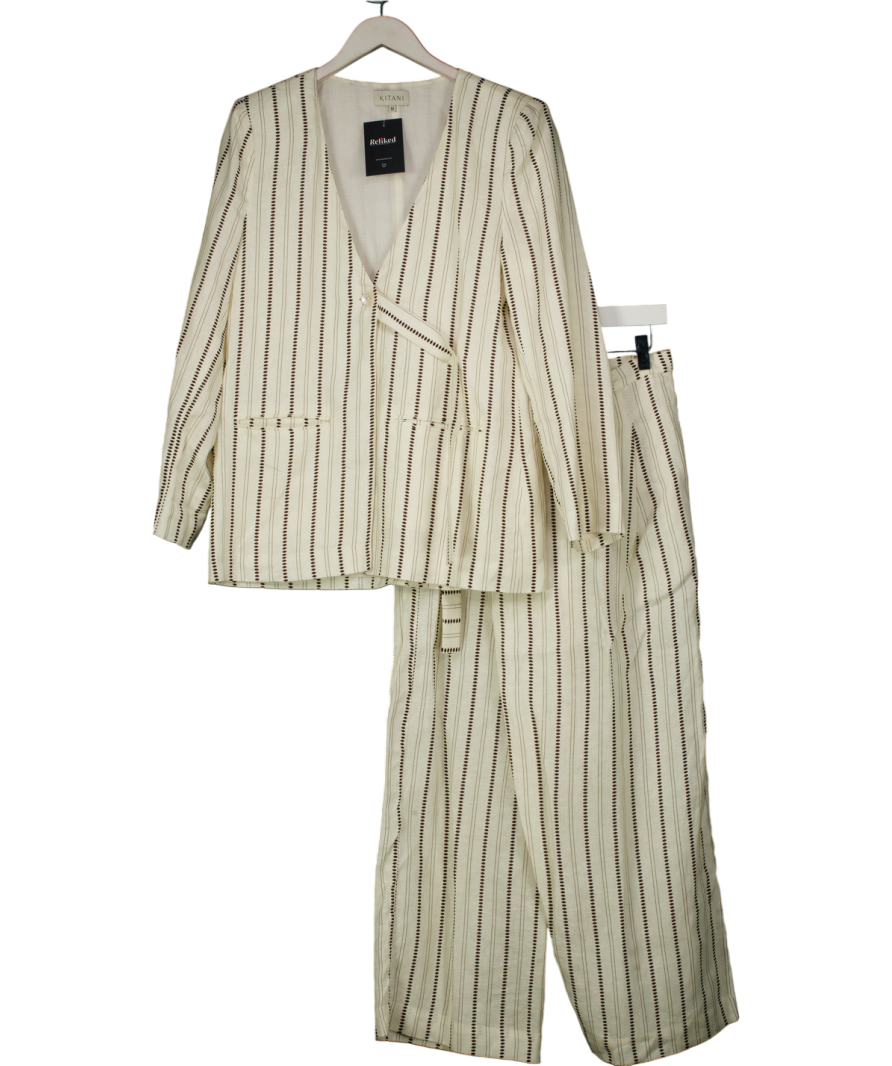 Kitri 2-piece Cream Sahara Linen Blazer (uk M) And Cropped Trouser Set UK S