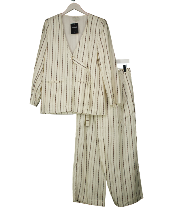 Kitri 2-piece Cream Sahara Linen Blazer (uk M) And Cropped Trouser Set UK S