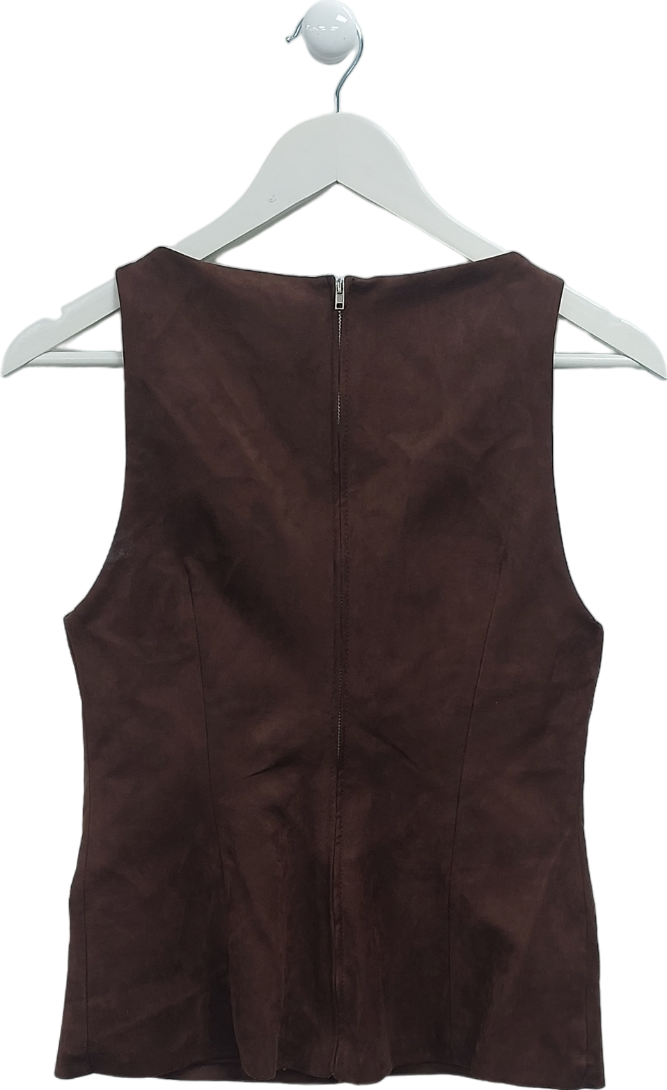 ZARA Brown Faux Suede Sleeveless Top UK XS