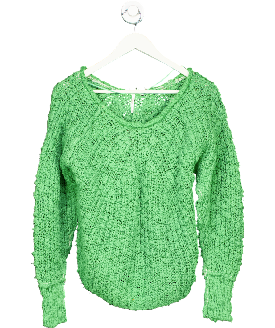 Free People Green In A Swirl boucle knit jumper UK L
