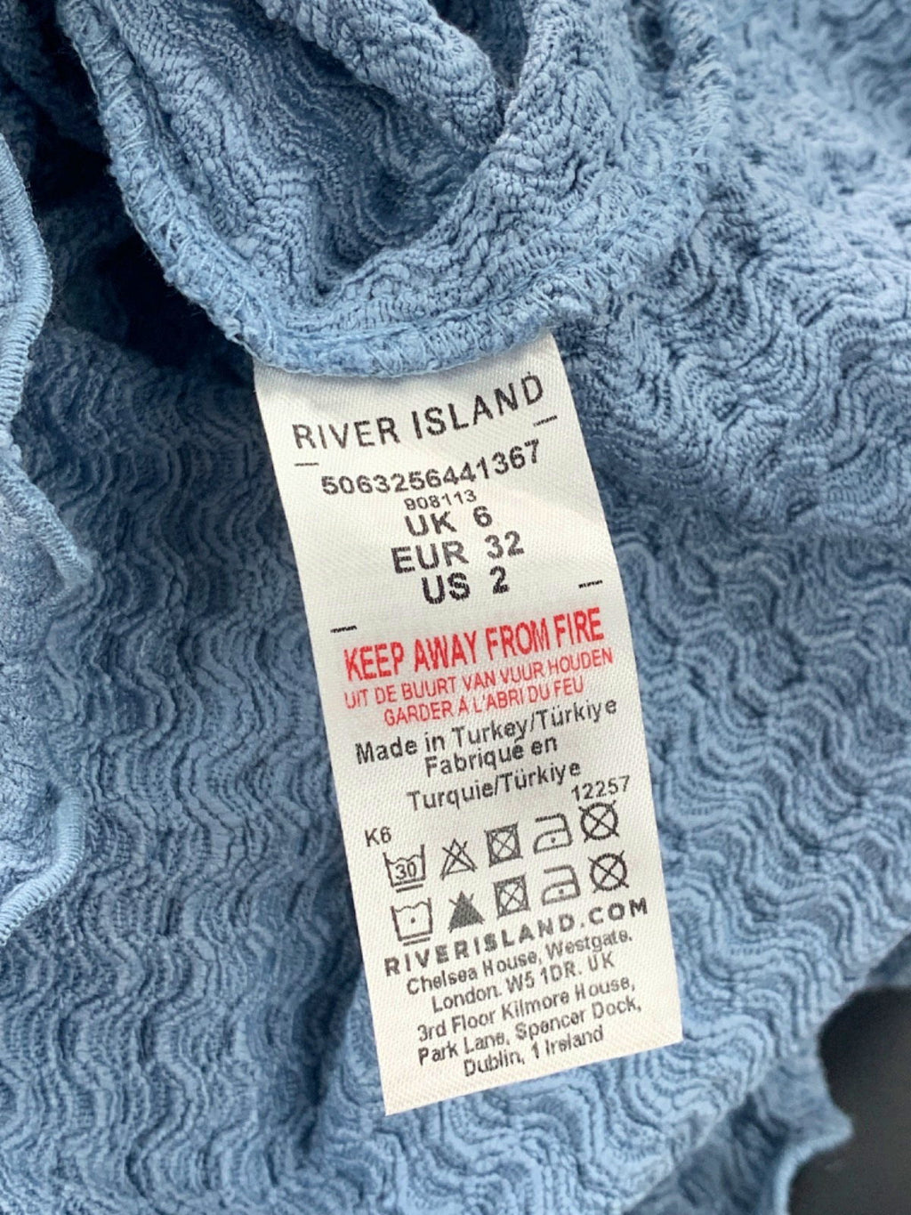 River Island Blue Textured Skirt UK 6