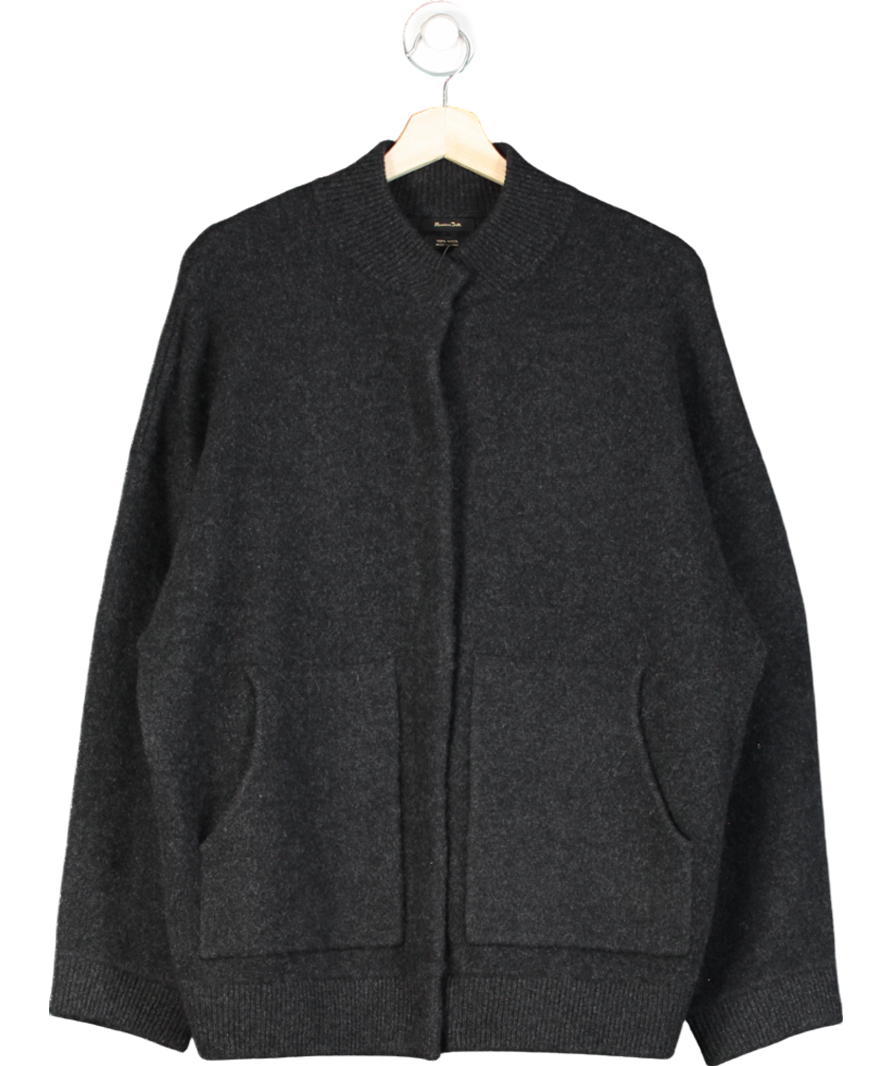 Massimo Dutti Grey Wool Collarless Jacket UK S