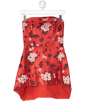 Alice & Olivia Red Floral Strapless Mini Dress UK XS