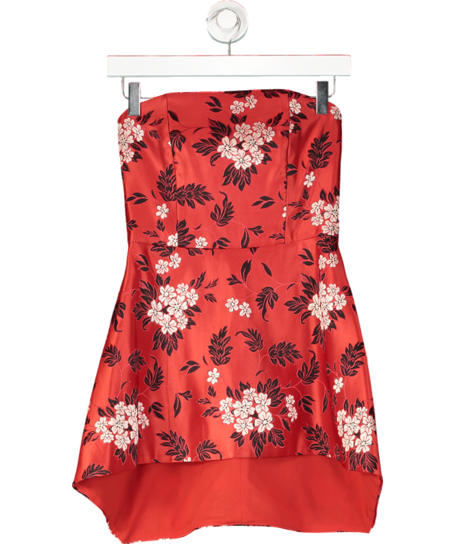 Alice & Olivia Red Floral Strapless Mini Dress UK XS