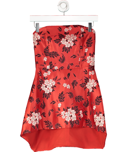 Alice & Olivia Red Floral Strapless Mini Dress UK XS