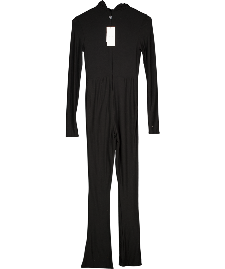 Club L Elevated Black High-neck Slim-leg Jumpsuit With Long Sleeves UK 8