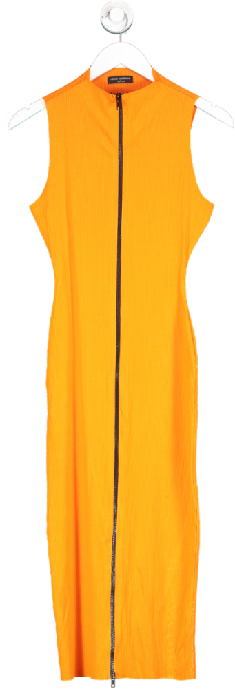Naked Wardrobe Orange Front Zip Midi Dress UK 14