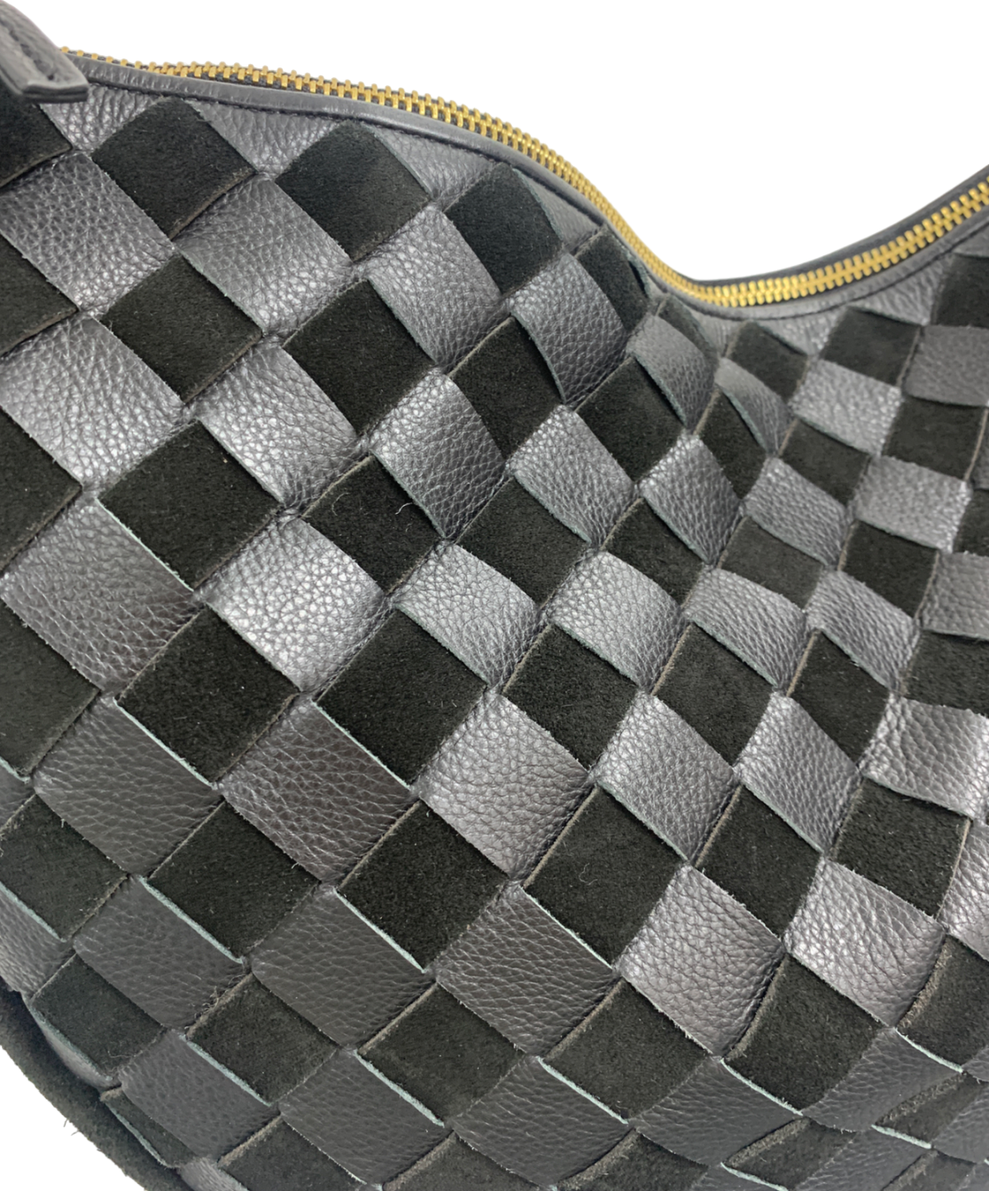 Anthropologie Black Woven Leather Shoulder Bag One Size