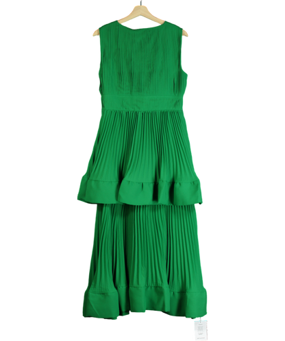 Self-portrait Tiered Chiffon Midi Dress Green UK 12