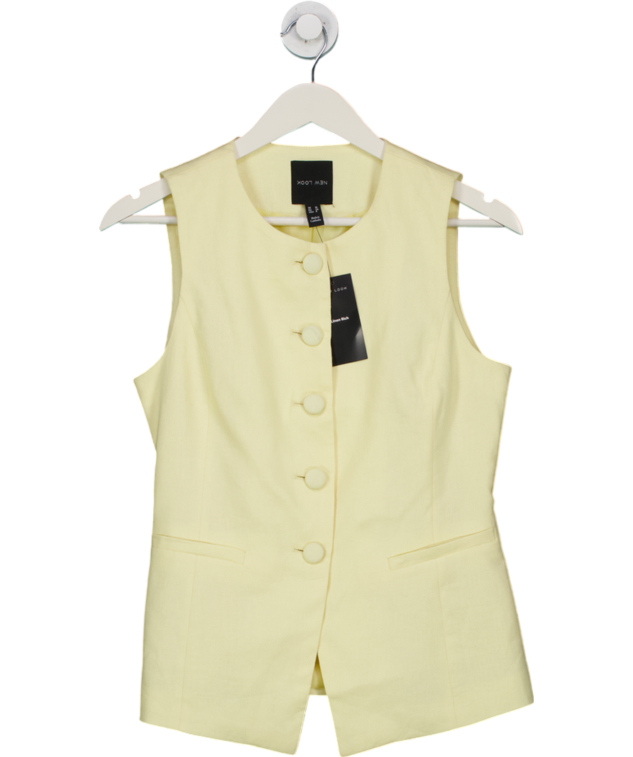 New Look Yellow Crew Neck Linen Blend Waistcoat UK 10