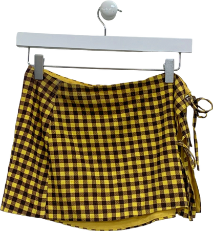 Tiger Mist Yellow Checkered Mini Skirt UK XS