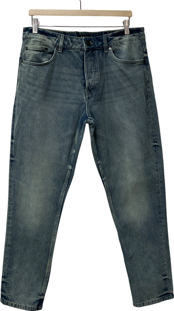 boohooMan Blue Tapered Rigid Jeans W34