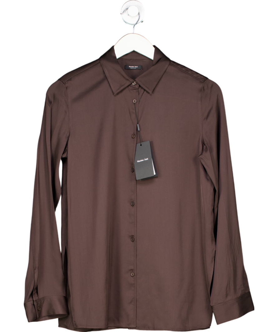 Massimo Dutti Black Flowing Long Sleeve Viscose/Linen blend Satin Shirt UK XS