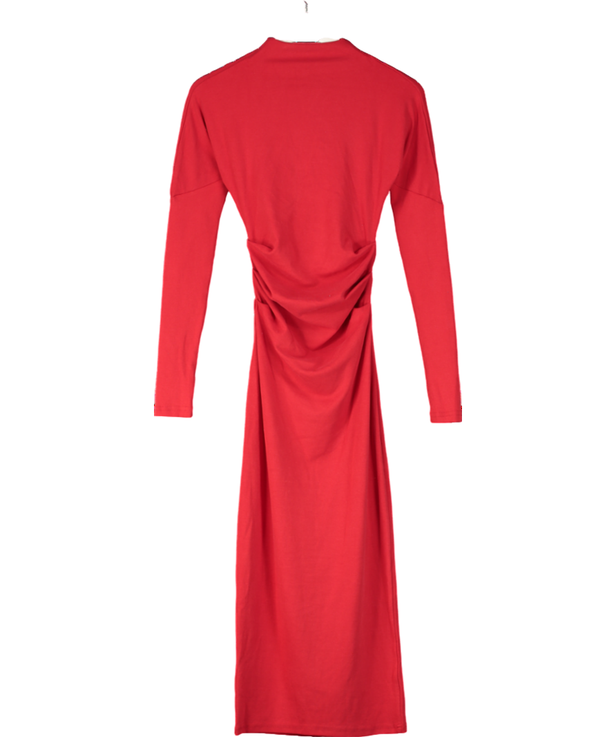 Karen Millen Red The Founder Asymmetric Neck Midi Dress UK XS