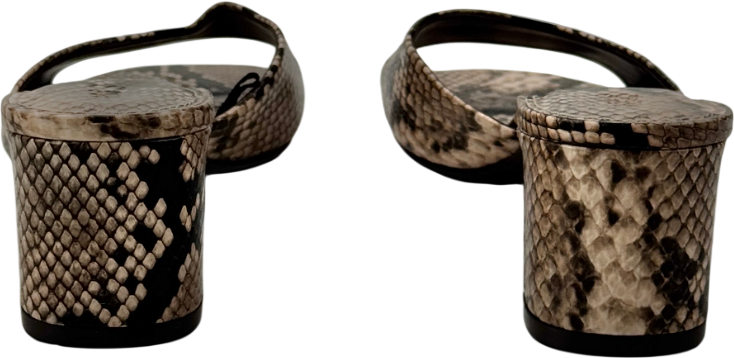 M&S Beige Snake Print Block Heel Mules UK 4 EU 37 👠