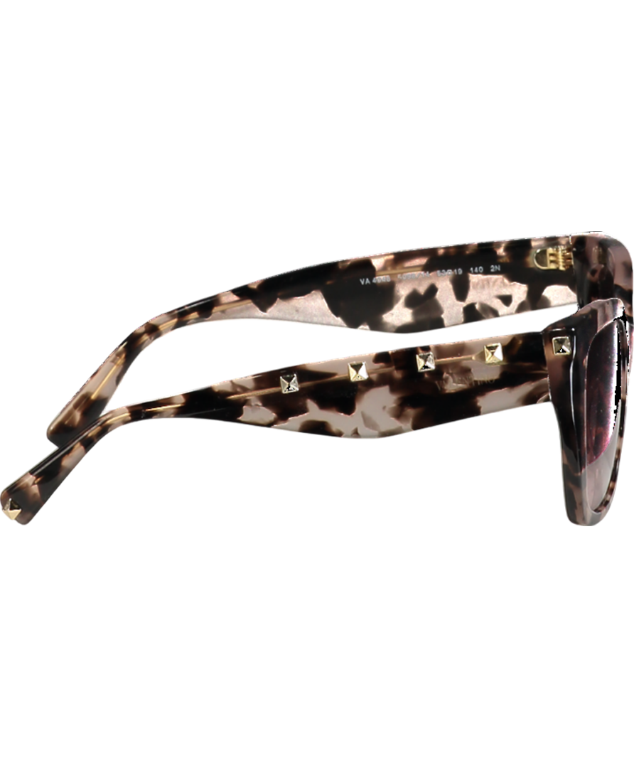 Valentino Va4048 Pink Havana/gradient Brown Gold Rockstud Sunglasses In Case