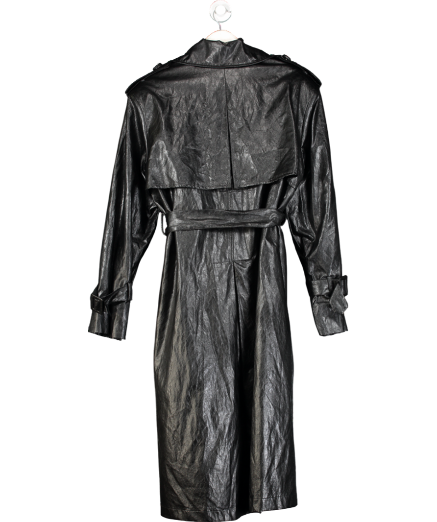 VanN zilL Black Faux Leather Belted Coat UK S/M