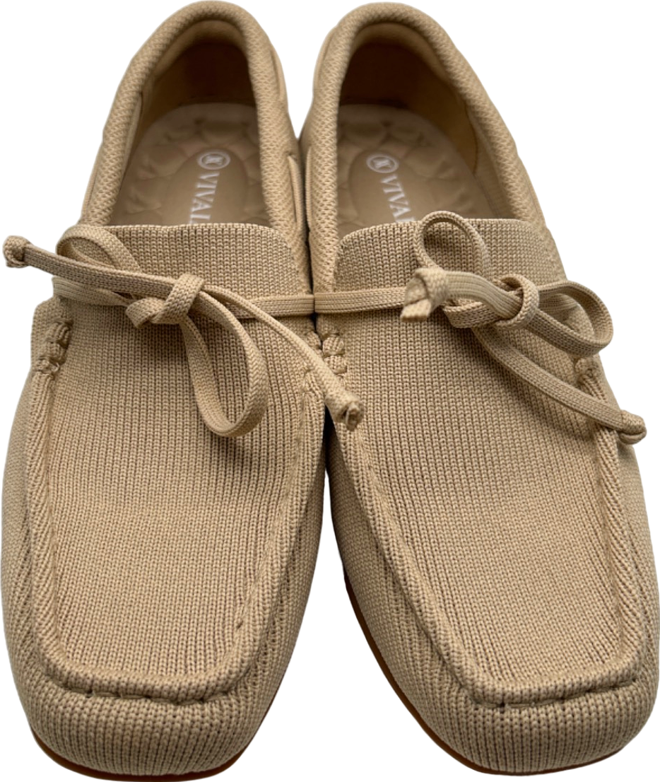 Vivaia Beige Knit Loafers UK 3