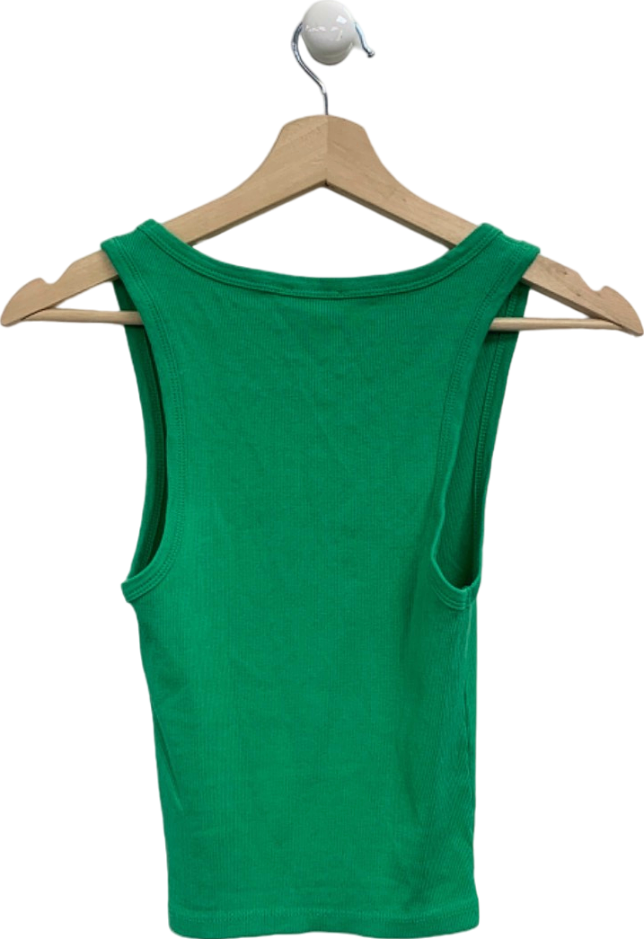 Bershka Green Ribbed Sleeveless Tank Top UK S