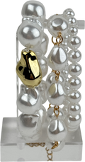 Cream Set Of 3 Baroque Faux Pearl Bracelet Stack