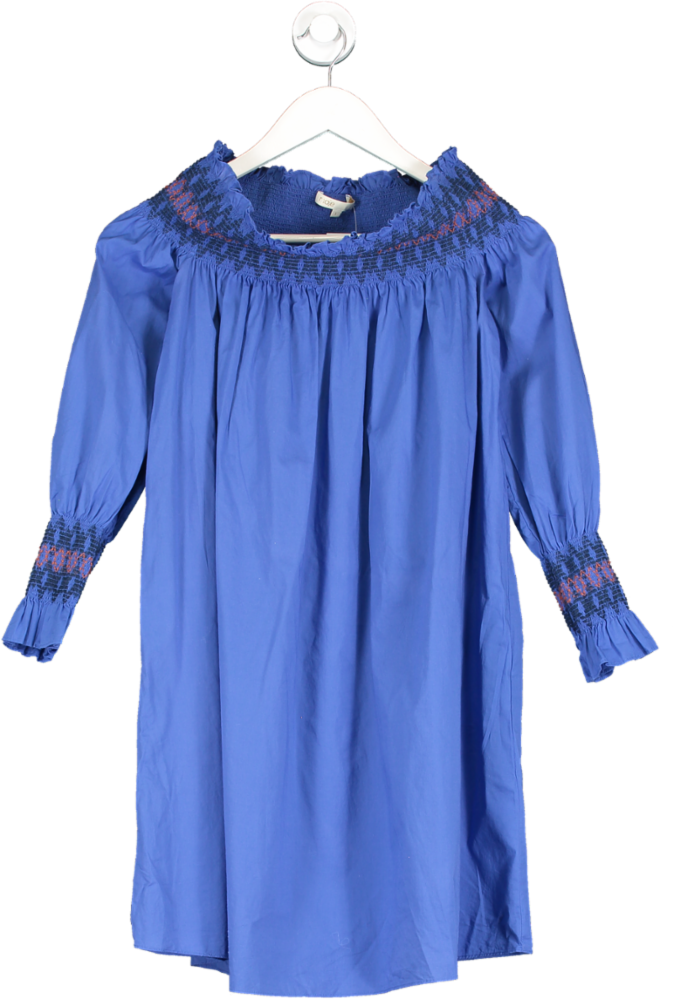 Maje Blue Off The Shoulder Shirred Mini Dress UK S