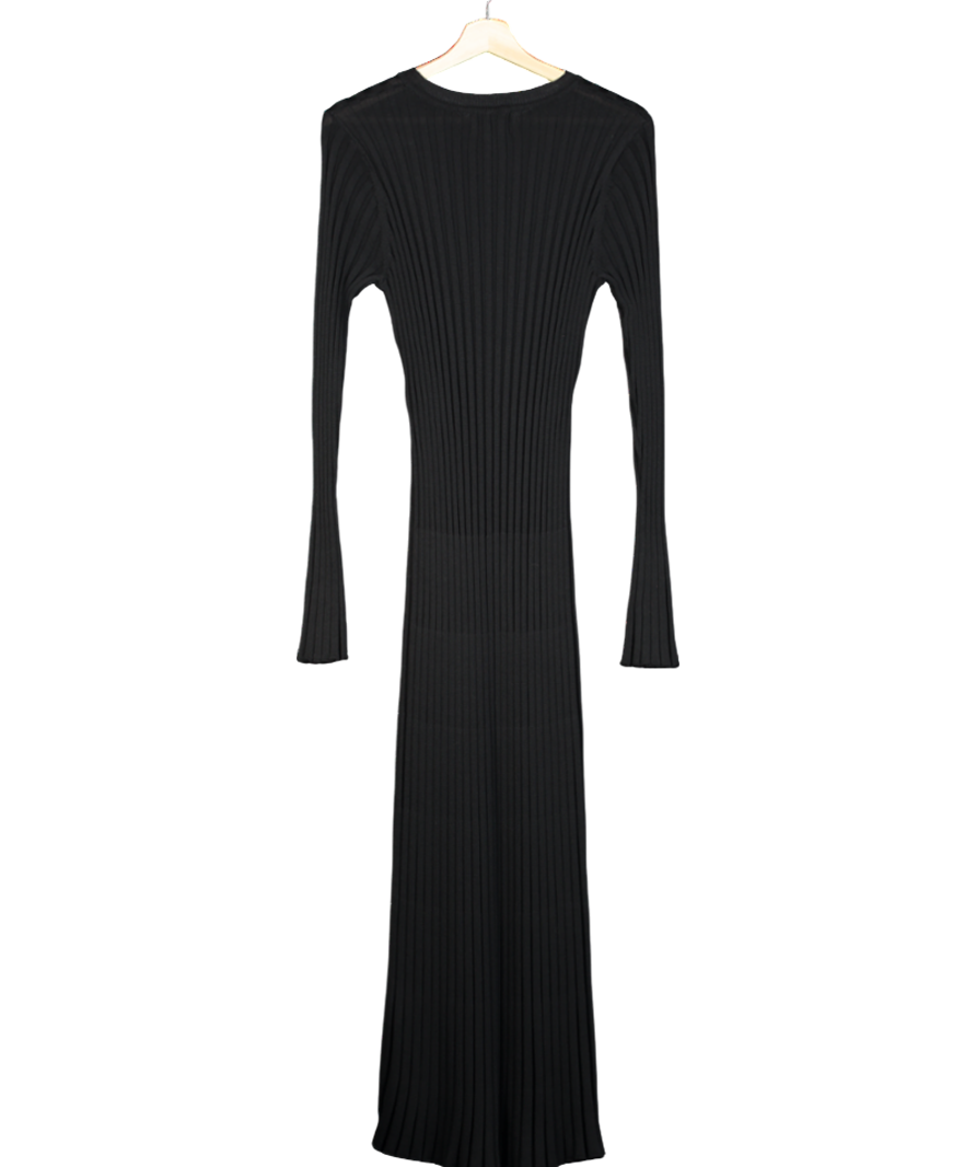 DISSH Black Ribbed Tie Belt Maxi Dress UK S