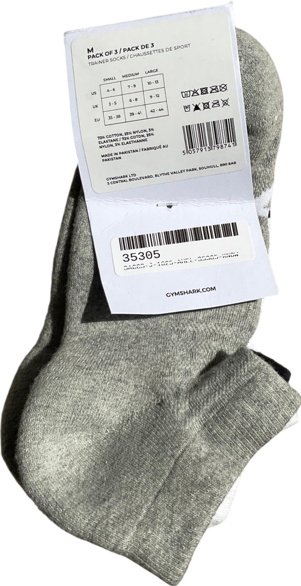 gymshark Multicoloured Ankle Socks 3 Pack UK M
