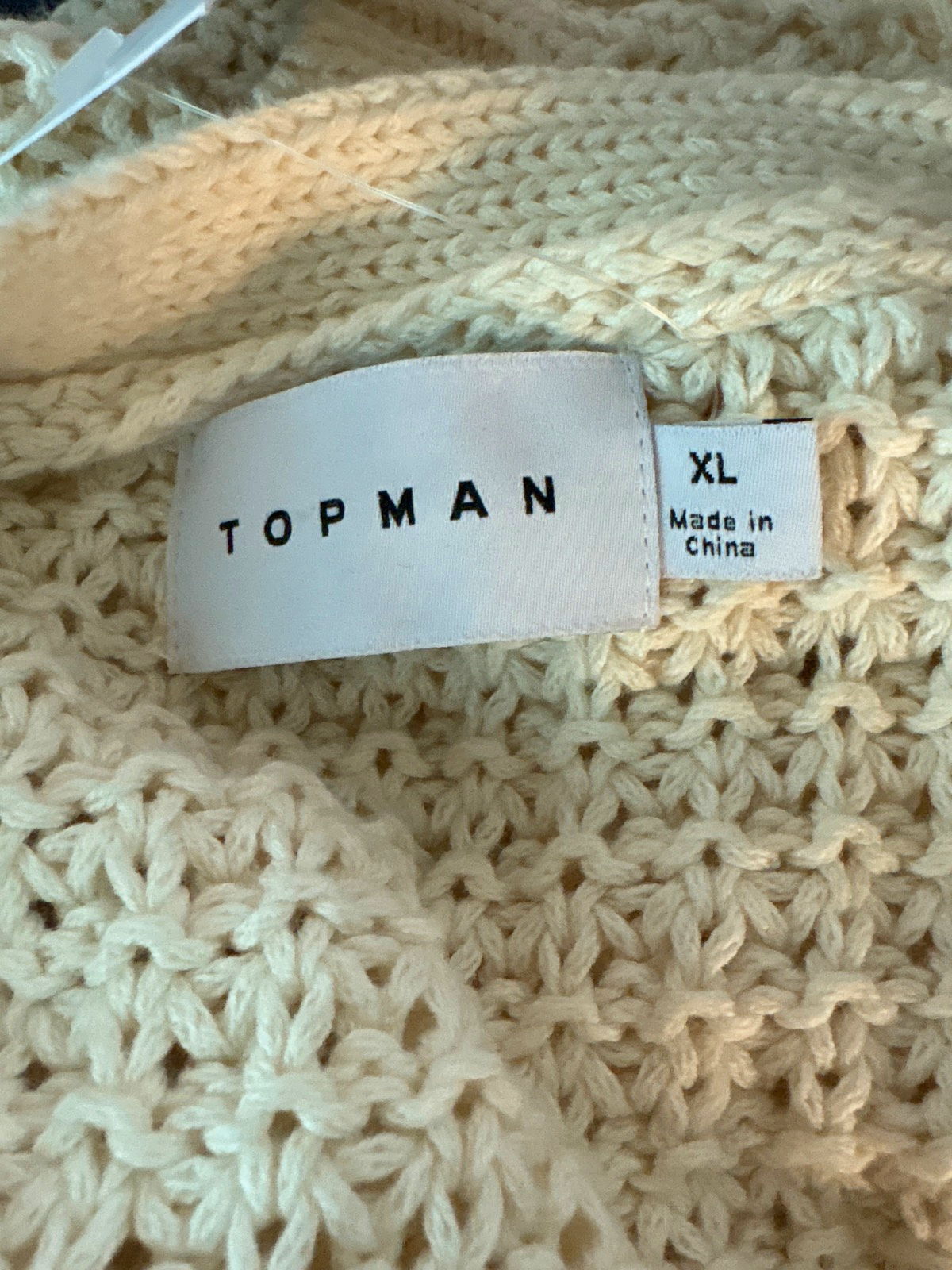Topman Cream Knitted Cardigan UK XL