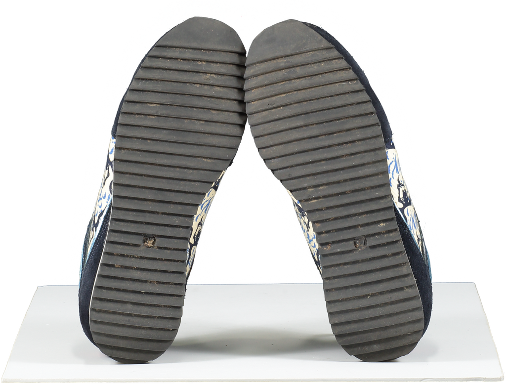 Kenzo Blue Crosta Navy Tiger Print Suede Trainers UK 4 EU 37 👠