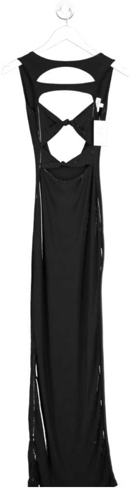 Public Desire Black Cut Away Knotted Detail Extreme Split Maxi Dress UK 8