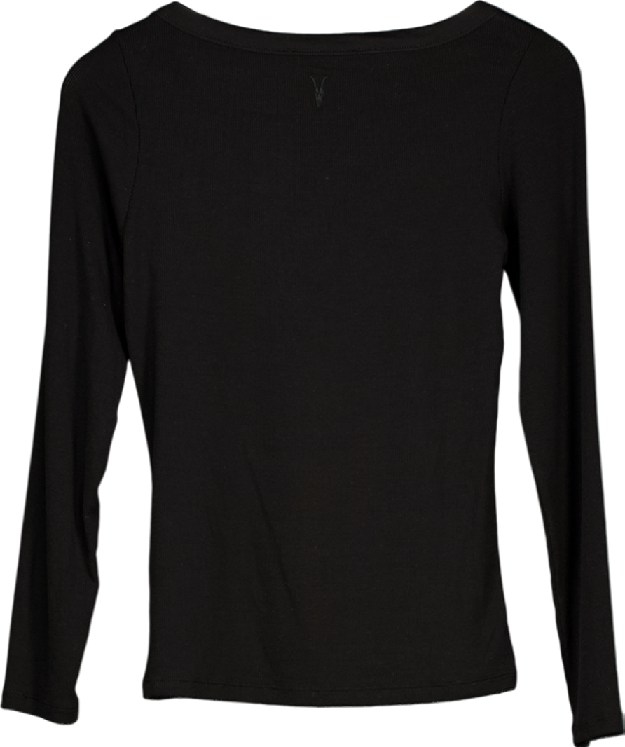 All Saints Black Rina Scoop Neck T-shirt UK 10