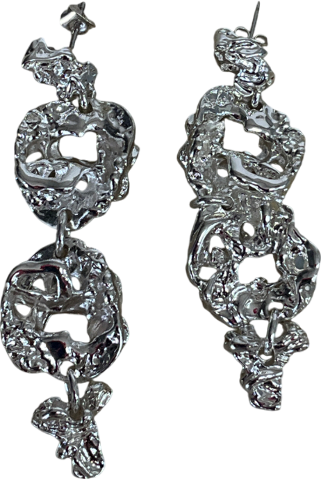 pilgrim Metallic Act Silver Statement Earrings