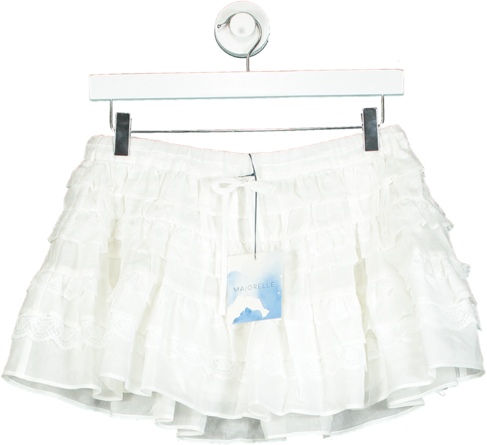 Majorelle White Ruffled Mini Skirt UK XS