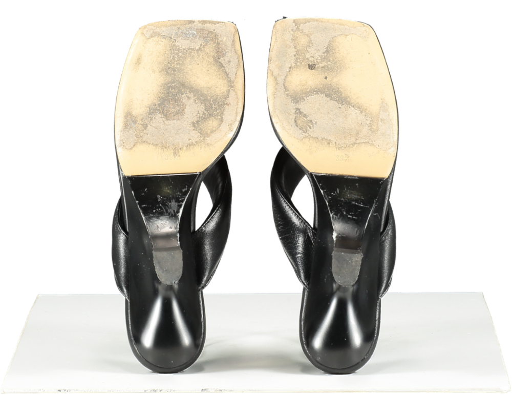 GIA BORGHINI Black Leather Thong Sandals UK 6.5 EU 39.5 👠