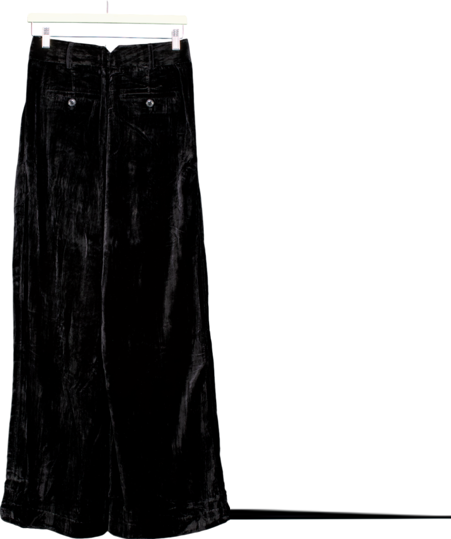 WAT. THE BRAND Black Velvet Wide Leg Trousers UK XS