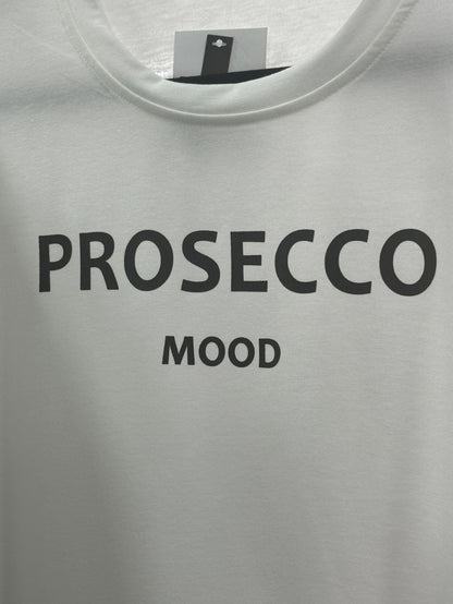 "Prosecco Mood" White slogan T-Shirt UK S