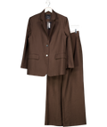 MANGO 2-piece Chocolate Brown Straight-fit Lyocell Suit Jacket (uk S) And Wide-leg Mid-rise Pleated Trousers UK 6