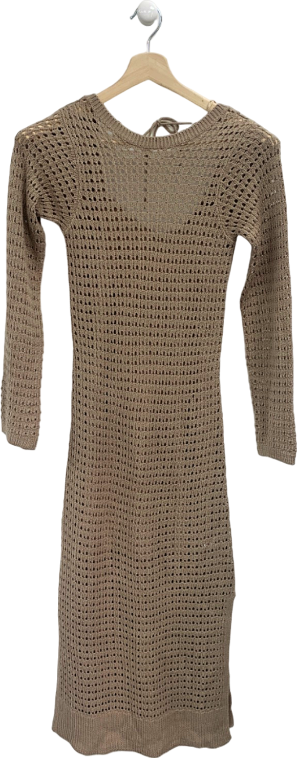 New Look Beige Crochet Knit Dress UK 8