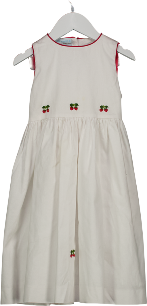 Annafie White Embroidered Strawberries Dress 2 Years