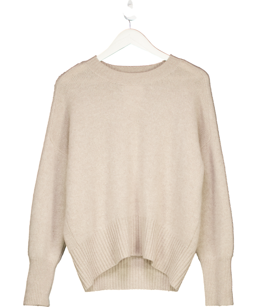 almada label Beige 100% Organic Cashmere Mica Crewneck Sweater UK S