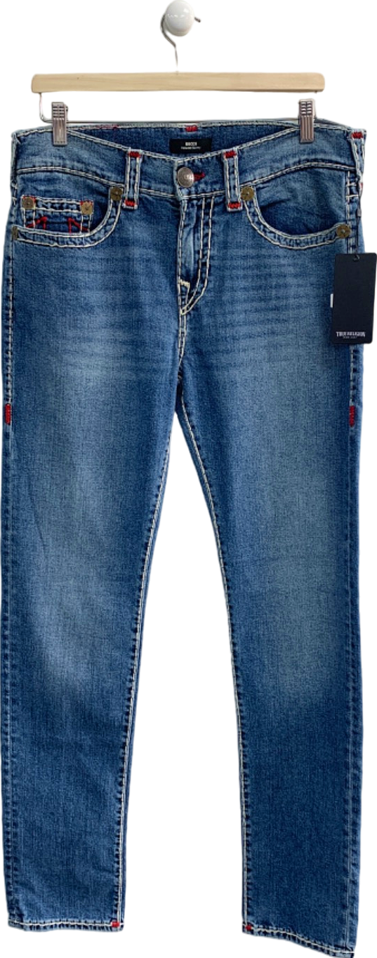 True Religion Blue Rocco Relaxed Skinny Jeans W 32