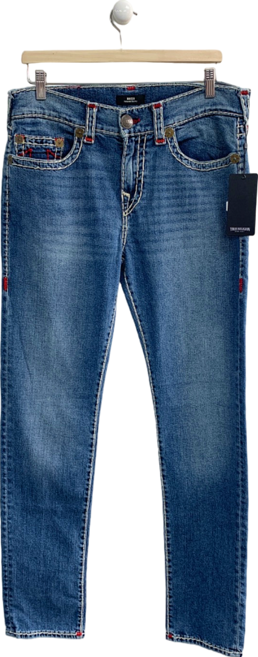 True Religion Blue Rocco Relaxed Skinny Jeans W32