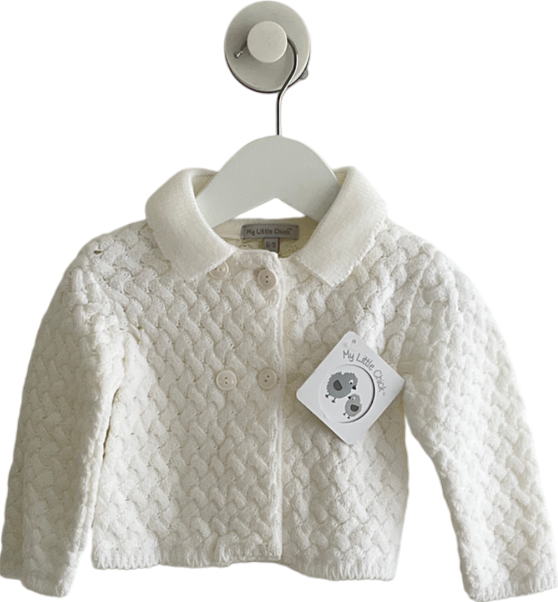 my little chick White Knitted Cardigan 6-9 Months