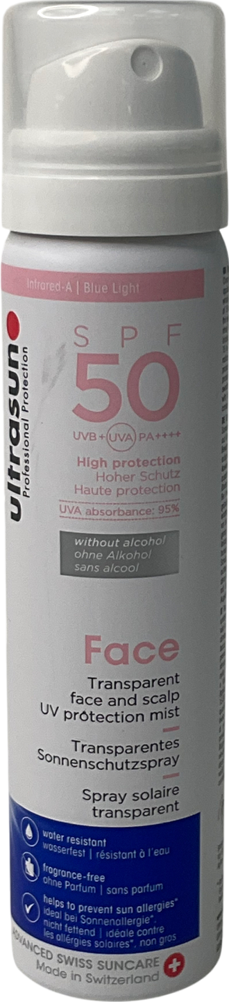 Ultrasun Face Sun Protection 50spf Uv Face & Scalp Mist 75ml