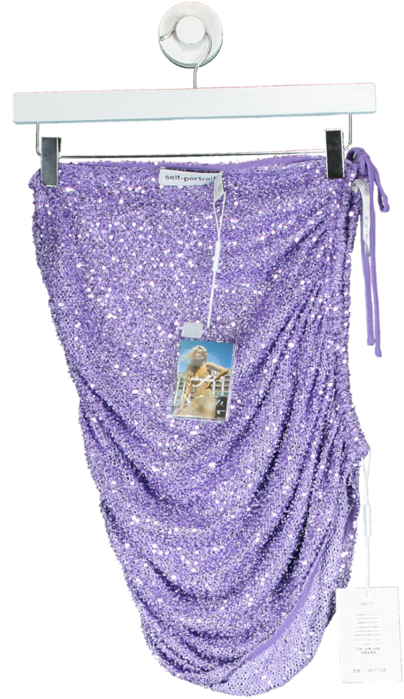 Self Portrait Purple Beaded Mini Skirt UK 6