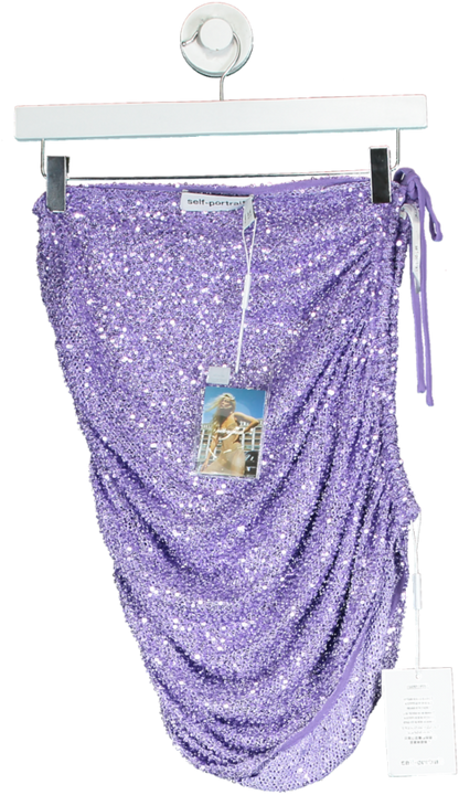 Self Portrait Purple Beaded Mini Skirt UK 6